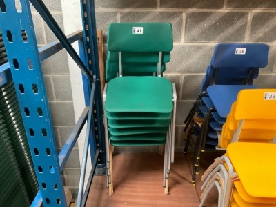 APPROX. 6No. UNUSED METALLIFORM SIZE MARK 5&6 GREEN CLASSROOM CHAIRS