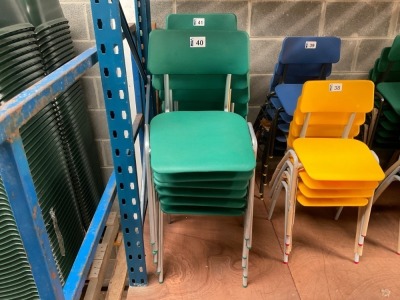 APPROX. 6No. UNUSED METALLIFORM SIZE MARK 5&6 GREEN CLASSROOM CHAIRS