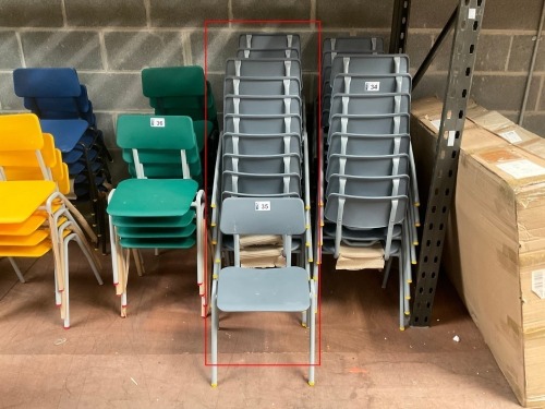 APPROX. 17No. UNUSED METALLIFORM SIZE MARK 3&4 GREY CLASSROOM CHAIRS