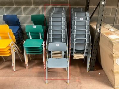 APPROX. 17No. UNUSED METALLIFORM SIZE MARK 3&4 GREY CLASSROOM CHAIRS