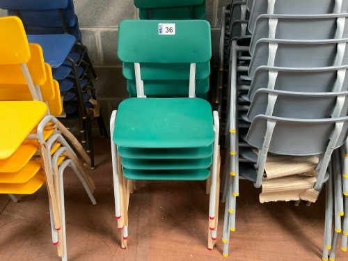 APPROX. 4No. UNUSED METALLIFORM SIZE MARK 3&4 GREEN CLASSROOM CHAIRS