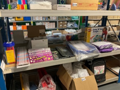 SHELF CONTENTS OF UNUSED EDUCATIONAL SUPPLIES