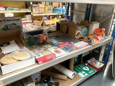 SHELF CONTENTS OF UNUSED EDUCATIONAL SUPPLIES