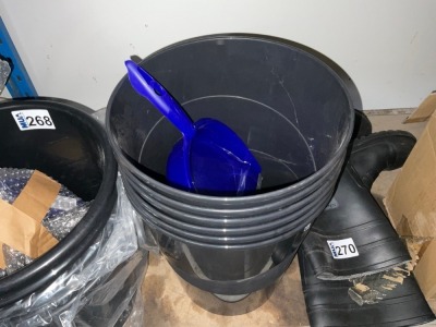 6No. UNUSED PLASTIC BUCKETS & DUSTPAN