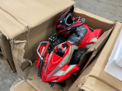 UNUSED 50cc 2 STROKE PETROL CHILDS QUAD & HELMET (RED)