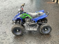 UNUSED 50cc 2 STROKE PETROL CHILDS QUAD & HELMET (BLUE) - 4