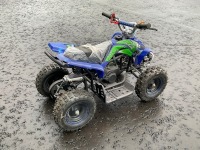 UNUSED 50cc 2 STROKE PETROL CHILDS QUAD & HELMET (BLUE) - 7