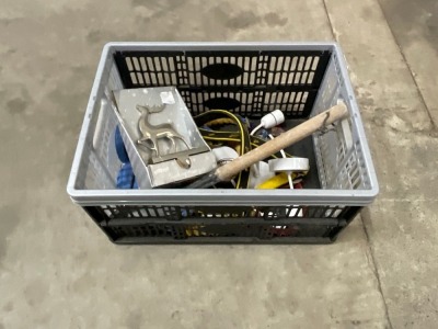 PLASTIC CRATE TO INC. ASSORTED MISC ITEMS