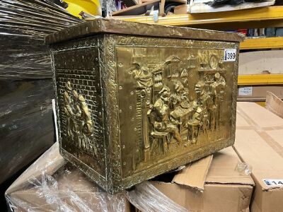 VINTAGE BRASS FIRESIDE BOX