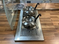 APPROX. 7M COUNTER RUN WITH DROP-IN REFRIGERATED DISPLAY, TWO POT BAIN MARIE & 3 TIER COUNTERTOP FOOD DISPLAY - 20