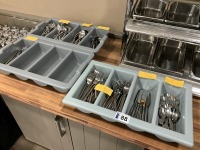 LARGE QUANTITY OF CUTLERY & 3No. CUTLERY TRAYS INC. APPROX 80No. SOUP SPOONS, 35No. DESSERT SPOONS, 80No. FORKS, 19No. KNIVES & 28No. TEASPOONS - 2