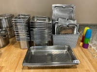 APPROX. 33No. ASSORTED STAINLESS STEEL GASTRONORM PANS & SELECTION OF LIDS