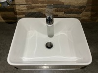 THREE DOOR VANITY UNIT WITH SQUARE COUNTERTOP BASIN & MIXER TAP - 3