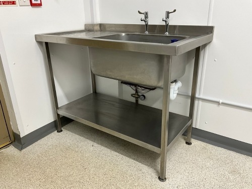 1200mm STAINLESS STEEL SINGLE DRAINER WITH UPSTAND