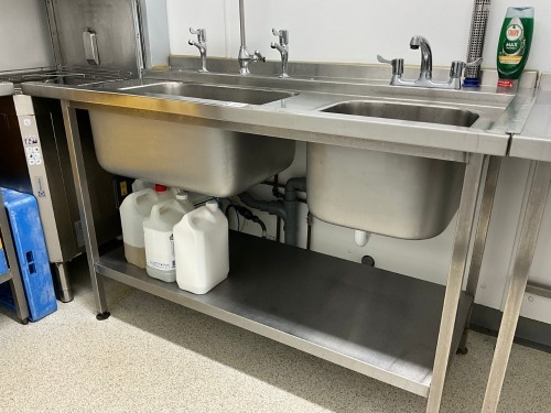 1500mm STAINLESS STEEL DOUBLE DRAINER WITH UPSTAND & MIXER TAP