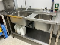 1500mm STAINLESS STEEL DOUBLE DRAINER WITH UPSTAND & MIXER TAP - 2