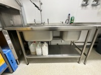 1500mm STAINLESS STEEL DOUBLE DRAINER WITH UPSTAND & MIXER TAP - 4