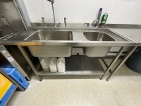 1500mm STAINLESS STEEL DOUBLE DRAINER WITH UPSTAND & MIXER TAP - 5