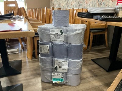 APPROX. 25No. 150m BLUE CENTREFEED ROLLS