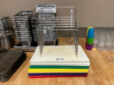 APPROX. 13No. ASSORTED CHOPPING BOARDS & RACK
