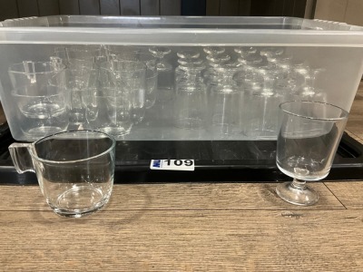 APPROX. 16No. CHEESECAKE GLASSES & 17No. TALL GLASSES