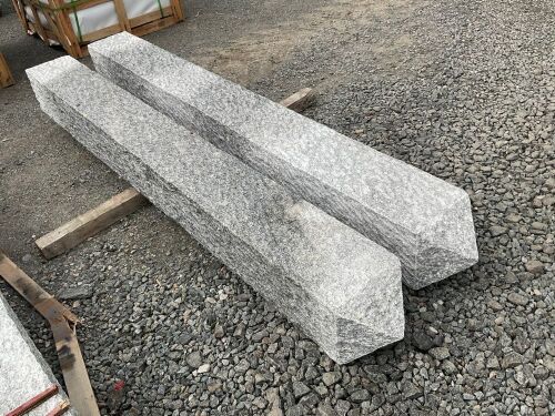 2No. UNUSED SILVER GRANITE GATE POSTS 2400mm x 240mm x 240mm