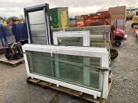 WOODEN STILLAGE TO INC. APPROX. 6No. ASSORTED PVC WINDOWS & DOORS - 2