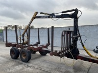 TRACTOR DRAWN TWIN AXLE FORESTRY TRAILER & CRANE