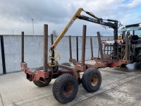TRACTOR DRAWN TWIN AXLE FORESTRY TRAILER & CRANE - 9