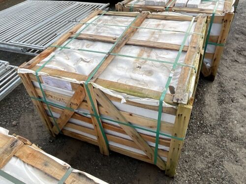 WOODEN CRATE TO INC. APPROX. 912No PIECES OF SILVER GRANITE COBBLES 120mm x 100mm x 50mm