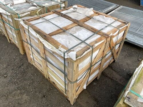 WOODEN CRATE TO INC. APPROX. 720No PIECES OF SILVER GRANITE COBBLES 150mm x 100mm x 50mm