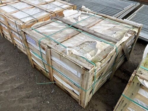 WOODEN CRATE TO INC. APPROX. 417No PIECES OF SILVER GRANITE COBBLES 240mm x 100mm x 50mm