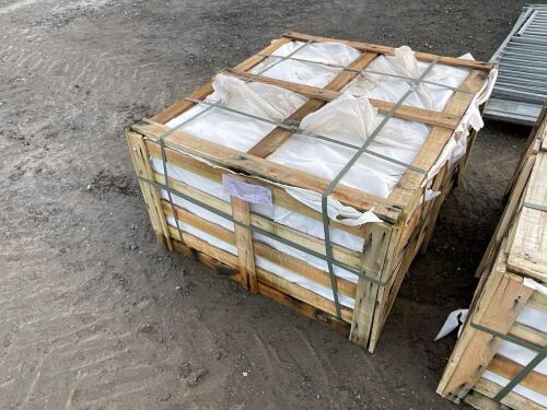 WOODEN CRATE TO INC. APPROX. 800No PIECES OF SILVER GRANITE COBBLES 120mm x 100mm x 50mm