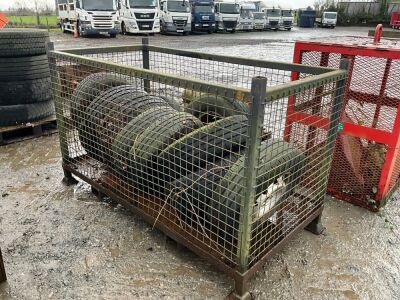METAL STORAGE CAGE C/W CONTENTS OF ASSORTED PART WORN TYRES