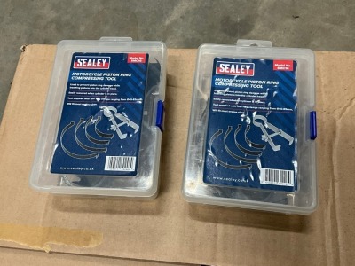 2No. UNUSED SEALEY MOTORCYCLE PISTON RING COMPRESSOR TOOLS