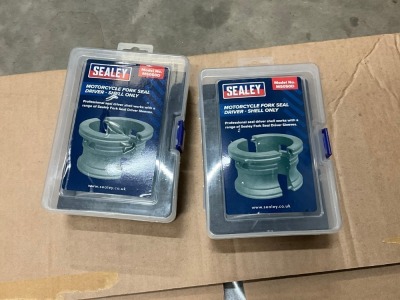 2No. UNUSED SEALEY MOTORCYCLE FORK SEAL DRIVERS