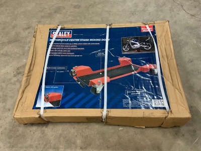 UNUSED SEALEY MOTORCYCLE CENTRE STAND MOVING DOLLY