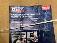 UNUSED SEALEY FREE STANDING MOTORCYCLE HELMET & GEAR TIDY - 3