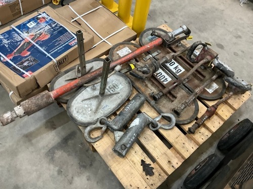 PALLET OF ASSORTED AIR TOOLS & SUCTION LIFTERS