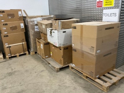 APPROX. 8No. PALLETS TO INC. ASSORTED INVERTERS - ABB, SOLAR MAX, TRIO, SUBBASE, TRANNERGY INVERTER ETC