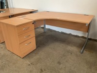 1600mm LEFT HAND CORNER DESK & 3 DRAWER PEDESTAL