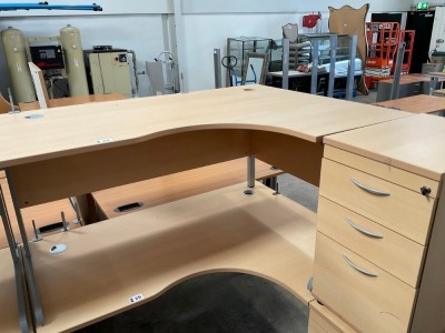 1600mm RIGHT HAND CORNER DESK & 3 DRAWER PEDESTAL