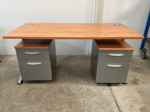 1600mm STRAIGHT DESK & 2No. 2 DRAWER PEDESTALS