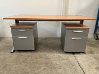 1600mm STRAIGHT DESK & 2No. 2 DRAWER PEDESTALS - 2