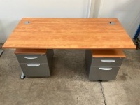 1600mm STRAIGHT DESK & 2No. 2 DRAWER PEDESTALS - 3