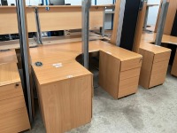 UNASSEMBLED TWO PERSON BENCH DESK INC. 2No. DESKS & 2No. 3 DRAWER PEDESTALS - 4