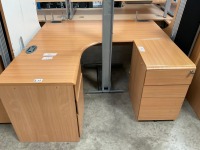 UNASSEMBLED TWO PERSON BENCH DESK INC. 2No. DESKS & 2No. 3 DRAWER PEDESTALS - 5