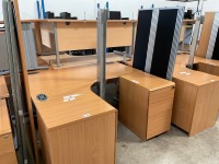 UNASSEMBLED TWO PERSON BENCH DESK INC. 2No. DESKS & 2No. 3 DRAWER PEDESTALS - 4