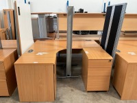 UNASSEMBLED TWO PERSON BENCH DESK INC. 2No. DESKS & 2No. 3 DRAWER PEDESTALS - 5