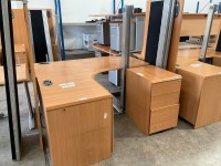 UNASSEMBLED TWO PERSON BENCH DESK INC. 2No. DESKS & 2No. 3 DRAWER PEDESTALS - 4